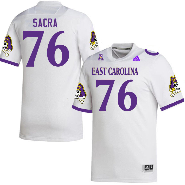 Men #76 Jacob Sacra ECU Pirates 2023 College Football Jerseys Stitched-White - Click Image to Close